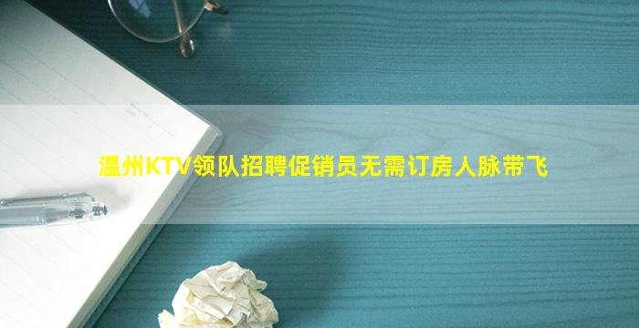 温州KTV领队招聘促销员无需订房人脉带飞